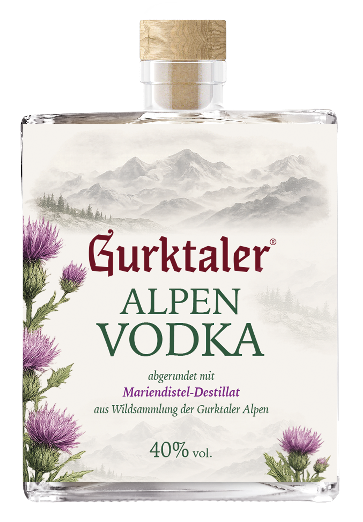 Gurktaler Alpen Vodka mit Mariendistel 0,5l, 40% vol.